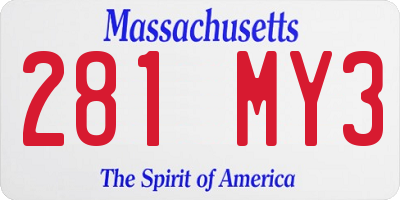 MA license plate 281MY3