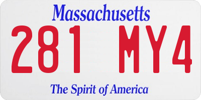 MA license plate 281MY4