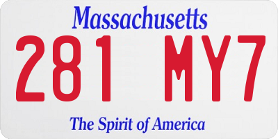 MA license plate 281MY7
