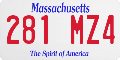 MA license plate 281MZ4