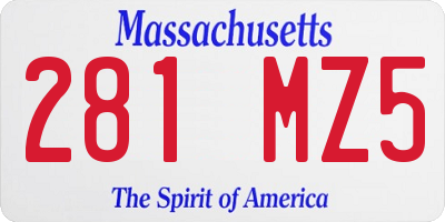 MA license plate 281MZ5