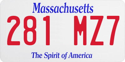 MA license plate 281MZ7