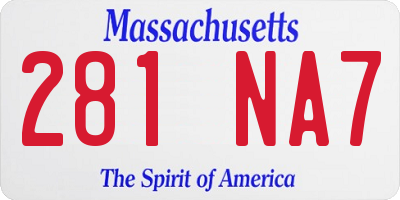 MA license plate 281NA7