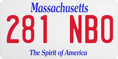 MA license plate 281NB0
