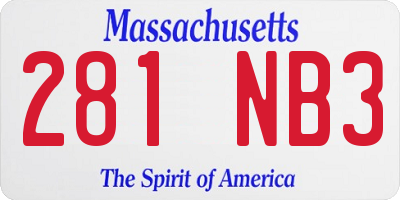 MA license plate 281NB3