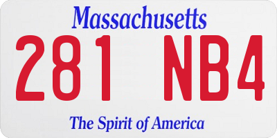 MA license plate 281NB4