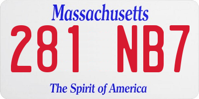 MA license plate 281NB7