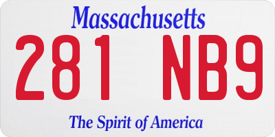 MA license plate 281NB9