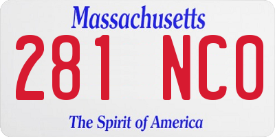 MA license plate 281NC0