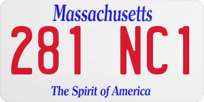 MA license plate 281NC1
