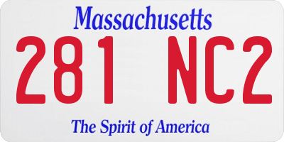 MA license plate 281NC2