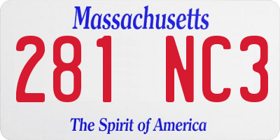 MA license plate 281NC3