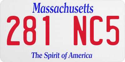 MA license plate 281NC5