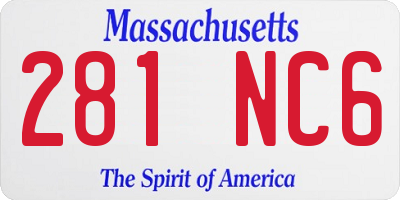 MA license plate 281NC6