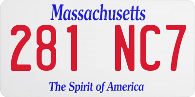 MA license plate 281NC7