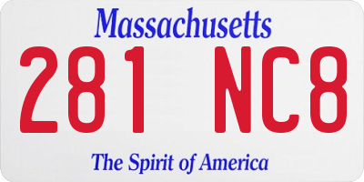 MA license plate 281NC8