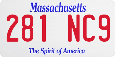 MA license plate 281NC9