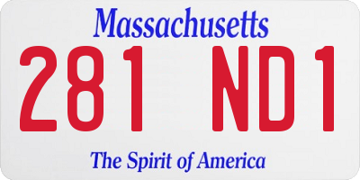 MA license plate 281ND1