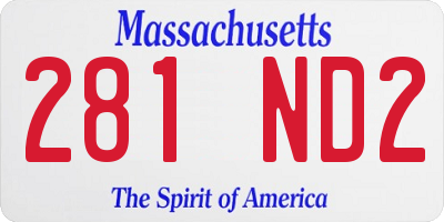 MA license plate 281ND2