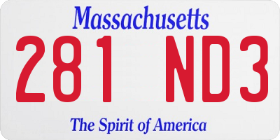 MA license plate 281ND3
