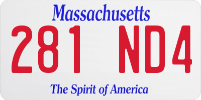 MA license plate 281ND4