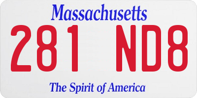 MA license plate 281ND8