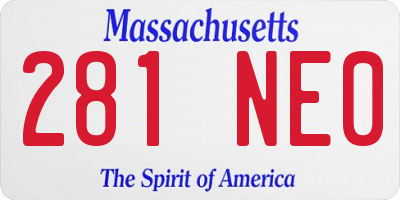 MA license plate 281NE0