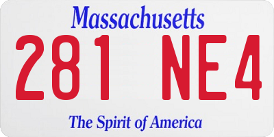 MA license plate 281NE4