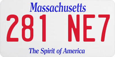 MA license plate 281NE7