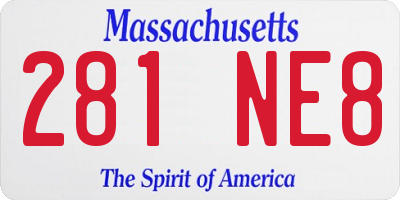 MA license plate 281NE8