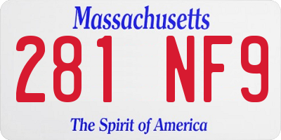 MA license plate 281NF9
