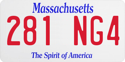 MA license plate 281NG4