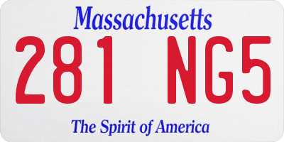 MA license plate 281NG5