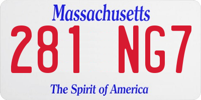 MA license plate 281NG7