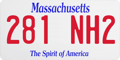 MA license plate 281NH2