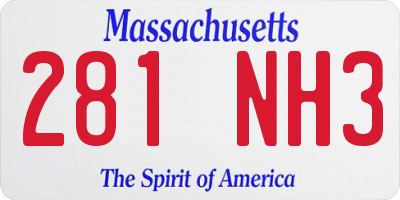 MA license plate 281NH3