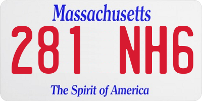 MA license plate 281NH6