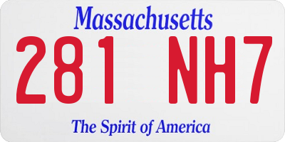 MA license plate 281NH7