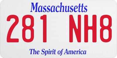 MA license plate 281NH8