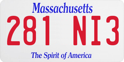 MA license plate 281NI3