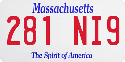 MA license plate 281NI9