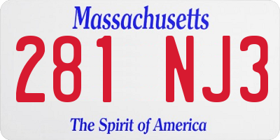 MA license plate 281NJ3