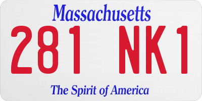 MA license plate 281NK1