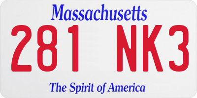 MA license plate 281NK3