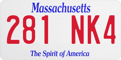 MA license plate 281NK4