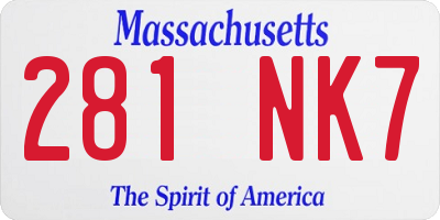 MA license plate 281NK7