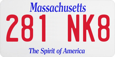 MA license plate 281NK8