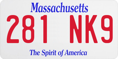 MA license plate 281NK9