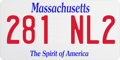MA license plate 281NL2