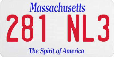 MA license plate 281NL3